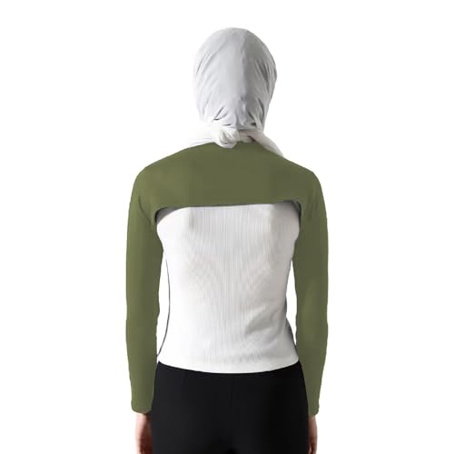 Modal Cotton Sun Protection Sleeves Cover for Women Mslim Islamic Conservative High Collar Vest Long Arm Sleeve Cover - color: Black Gray