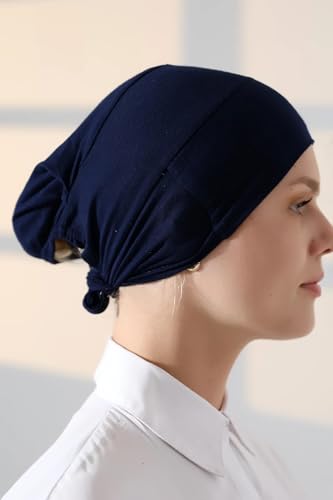 ihvan online, Hijab Cap, Beanie Undercap Scarf, Turban Head Wraps for Women, Hair Wrap, Muslim Under Scarf Hijab Cap - color: Navy Blue
