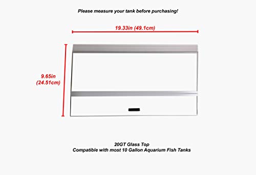 H2Pro 20" Glass Canopy for 10 Gallon Aquarium Fish Tank (19.33 x 9.65 x 0.16in)