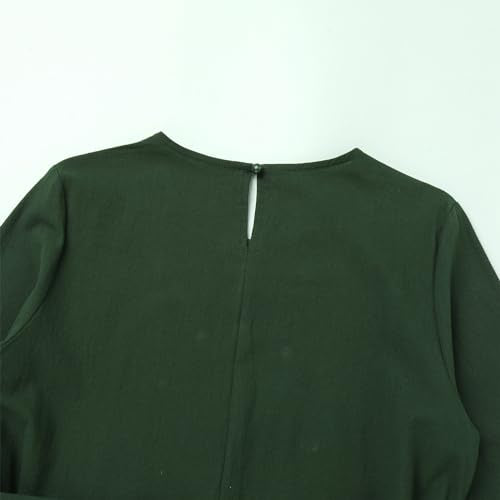 IDOPIP Women's Muslim Abaya Dress 2 Pieces Set Long Sleeve Button Down Shirt and Pants Casual Arabic Islamic Dubai Outfits - color: Green + Belt, size: Medium