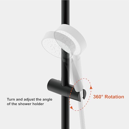 Shower Head Holder for Slide Bar Adjustable Hand Shower Holder Bracket for Slide Bar, Slider Clamp Bathroom Replacement,360 Degree Rotation Sprayer Holder, Matte Black Finish - color: Matte Black