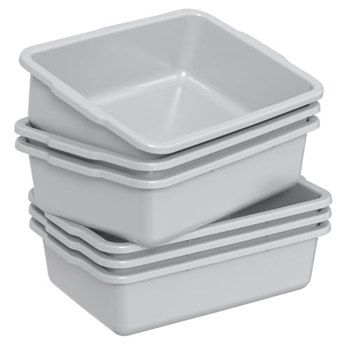 24 L Commercial Bus Tub, Plastic Bus Tubs, 6 Packs, Light Gray | Dish Tubs Restaurant, Food Service Bus Box - size: 24 L