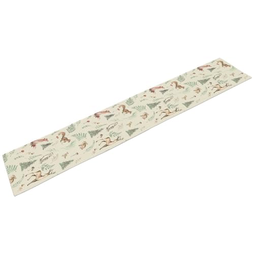 Rustic Woodland Kids Table Runner, Cute Forest Animals, Country Lodge Cabin Wild Animal Bear Deer Fox Wolf Set, 13X36 Inch - color: Camouflage-4, size: 13x36 Inch