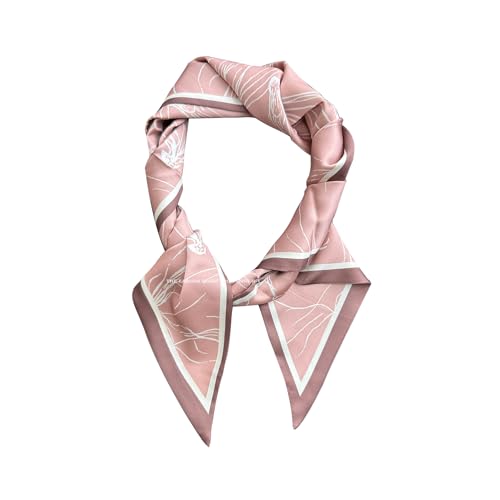 Silk Feeling Head Scarf Fashion Satin Hair Scarf Square Long Scarves for Women Gifts - color: 02 Pink Jellyfish /5.12 X 59 Inch