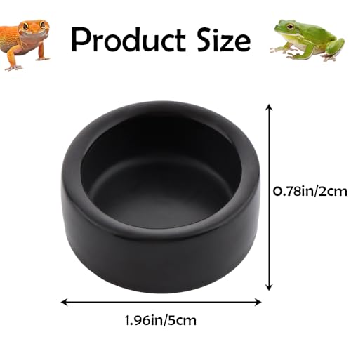 3 Pack Reptile Ceramic Feeding Bowl Food and Water Dish Anti Escape Bowl for Small Reptile Spider Lizard Gecko Frog Turtle Hermit Crab (Black)