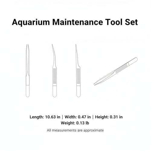 Aquarium Maintenance Tool Set - 430 Stainless Steel Long Reach Scissors, Tweezers & Sand Shovel for Fish Tanks - size: 10.63 x 0.47 x 0.31 in