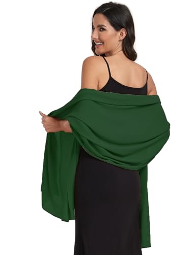 Chiffon Shawl and Wraps for Women Warm Scarves Wedding Evening Bridal Scarfs Pashmina Shawls - color: Dark Green