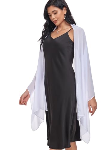 Shawls and Wraps Soft Chiffon Scarve Scarf For Evening Party Dresses Wedding Stole - color: White1