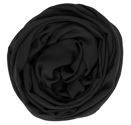 Mealah Women Lightweight Breathable Chiffon Scarf Solid Color Long Fashion Scarves Sun Protection Shawls Wrap - color: Black