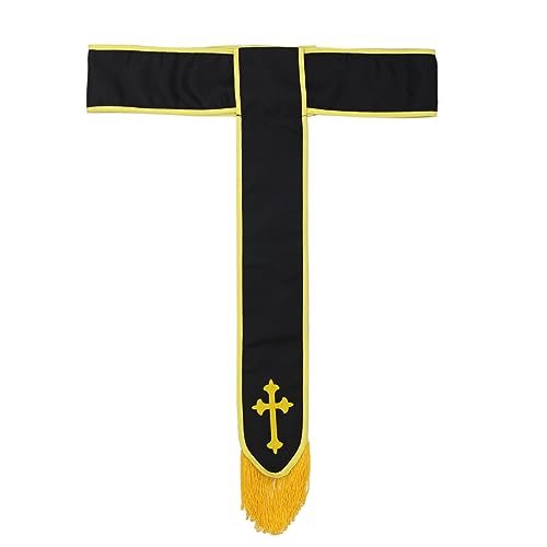 COSDREAMER Mens Clergy Robe Preacher Cassocks Mens Praise Worship Robes - color: Gold Black, size: Medium