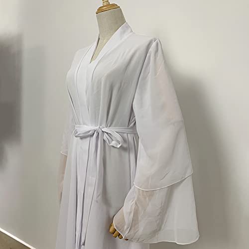Abayas for Women Muslim Dubai Dress Solid Loose Fit Long Cardigan Islamic Kaftan Robe Open Front Maxi Length - color: White, size: XX-Large