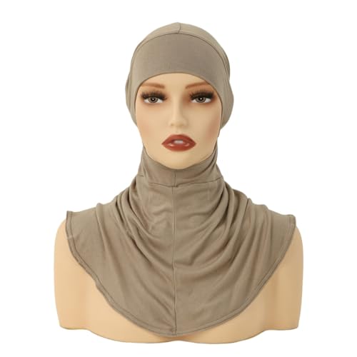 Hijab Undercaps Slouchy Beanies Cap with Tie Non-Slip Caps Under Scarf for Women - color: Khaki