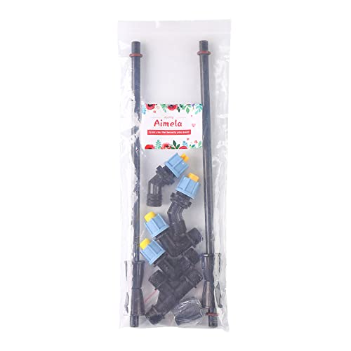 2-Nozzle Poly Boom Wand,Backpack Sprayer Multi Nozzle Spray Holder, Equipped with Cylindrical Nozzle and 110 Degree Fan Nozzle, 90 Degree Right Angle and 45 Degree Angle Spray Pattern
