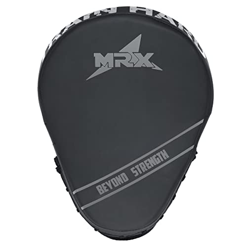 MRX Gel Tech Boxing Hook & Jab Pads MMA Focus Punching Mitts Training Thai Kick Strike Shield Curved Black/White - color: Black/Silver