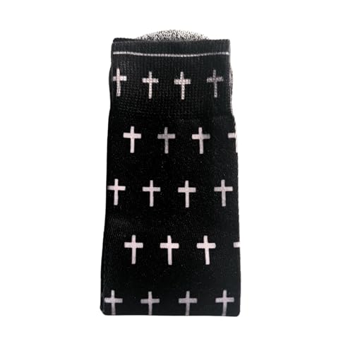 Men's – Christian Crew Socks for Men with Scripture | Moisture-Wicking | Easter Gift Idea - color: Black and White Crosses