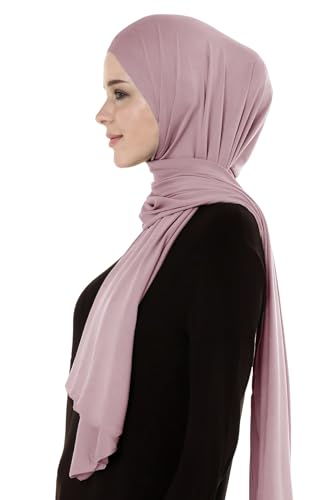 Lina & Lily Breathable Premium Modal Woven Hijab Head Scarf Shawl Wrap for Muslim Women Lightweight - color: Dusty Pink