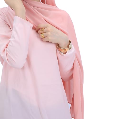 Premium Long Crinkle Chiffon Hijab Scarf for Women, Very Soft Muslim Head Scarfs - color: Crystal Pink