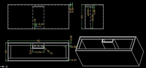 112Gallon SC Aquariums w/Center Overflow 60x18x24 H 12mm - size: 112Gal 60x18x24"