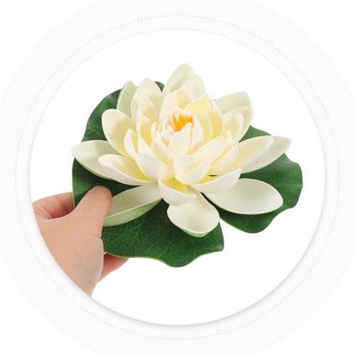 6pcs Lifelike Foam Floating Lotus Flowers with Water Lily Pads, Artificial Pond Decoration for Aquarium, Pool, Garden, and Home Display