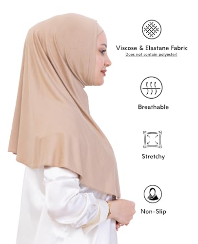 Prien Instant Hijab For Women, Muslim Long Scarf, Undercap Turban Set, Turkish Islamic Clothing, Prayer Clothes For Abaya - color: Deep Mink