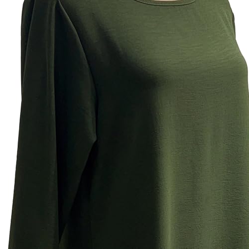 Women Abaya Muslim Dress Long Sleeve Modest Prayer Maxi Kaftan Islamic Clothes with Pockets - color: Army Green, size: Medium