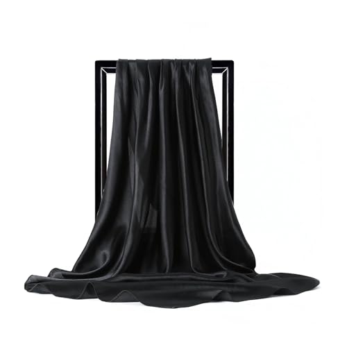 Silk Scarf Women Satin Solid color Hijab Scarves Bandana Female Shawl Wrap Headband Foulard 90 * 90cm - color: 11