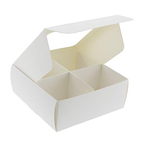 Treat Boxes - 24 ct 6 x 6 x 2.4 in Bakery Boxes with Windows and Dividers for Candy, Cookies, Cupcakes, or Bakery Desserts - Chocolate, Treats, and Baked Goods Packaging for Gifting - color: White