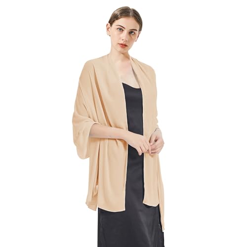 Chiffon Shawls and Wraps - Lightweight Scarve for Women Evening Dresses Wedding Bridal Formal Party - color: F2-champage