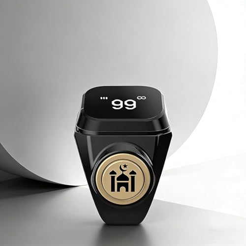 Smart Tasbih Zikr Ring,22mm(13) Muslim Digital Azan Alarm Clock,APP Support Digital Counter Prayer Reminder Rings, Waterproof 4 Digit Finger Counter zikr Ring for Muslims - size: 22mm