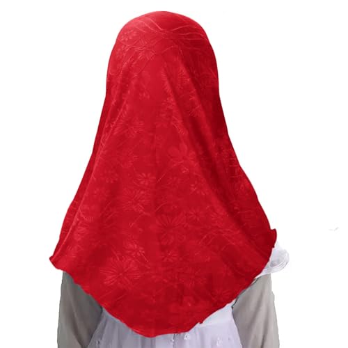 GREUS 2Pcs Kids Hijab for 2-6Y Girls Muslim Headscarf One Piece Hijabs Khimar Islam Arab Scarf Turban Bandana Hat Head Wrap - color: Set a (Black + Red)
