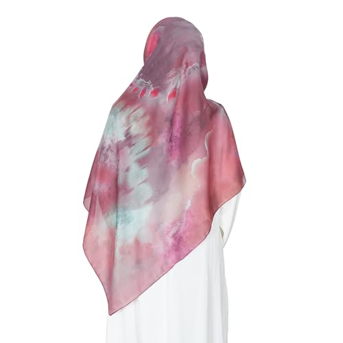Printed Hijab for Women Printing Hijab Scarf for Women Muslim Islamic Prayer Clothes 1pc Muslim Women's Khimar - color: Rose Watercolor