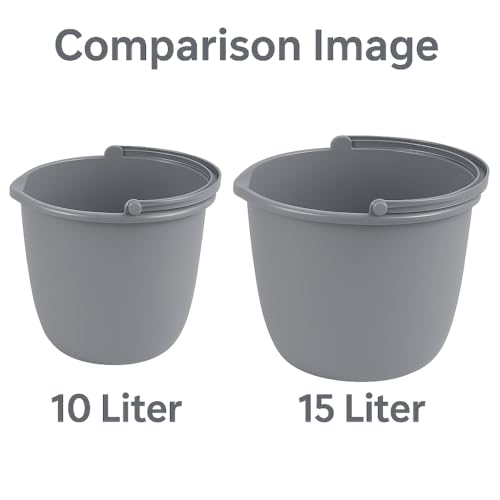 2 Pack 10 Quart Spout Pail – Classic Titanium Gray Plastic Bucket with Pour Spout and Handle for Cleaning, Mopping, Gardening, and Storage Use