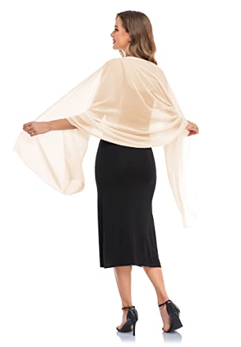Shawls and Wraps for Evening Dresses Sheer Chiffon Women Elegant Soft Silky Wraps Wedding Bridal Scarf - color: Champagne(beige), size: 79*18‘’