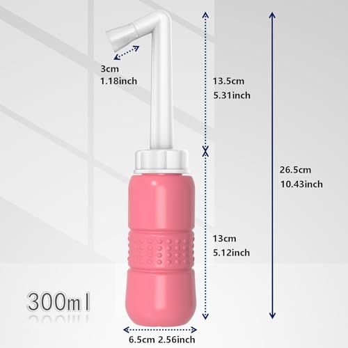 2PCS-Pack Travel Bidet Bottle Pink+ Black Backpacking Bidet Camping Bidet, 300ml Portable Bidet ,10.6oz Peri Bottle - Vaginal Cleaning, Recovery, Hospital Labor and Delivery Essentials - size: Pink Bottle+ Black Pocket Bidet