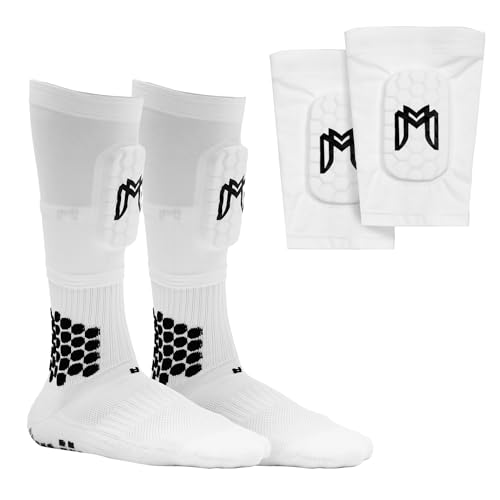 MediCaptain Mini Shin Guards Soccer – Built in Shin Pad Sleeves for Mens, Women, Teens - Small Shin Guards - Lightweight, Breathable Shin Defender Leg Protection - color: White, size: Mini (3.9 x 2.4 in)