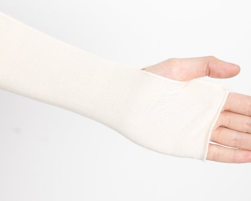 V28 Women Stretchy Long Sleeve Fingerless Gloves - color: Beige