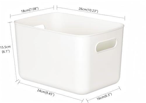 Set Of 6 Plastic Storage Bins,10×7×6 inch Versatile Kitchen Pantry Organization and Storage,for Plastic Storage Container Under Bed,Under Sink Bathroom Organizer (White, 6XS) - size: 6 XS
