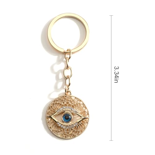 Evil Eye Keychain,Gold Keychain for Good Luck Protection,Mystical Talisman Gift for Women Friends Birthday Christmas