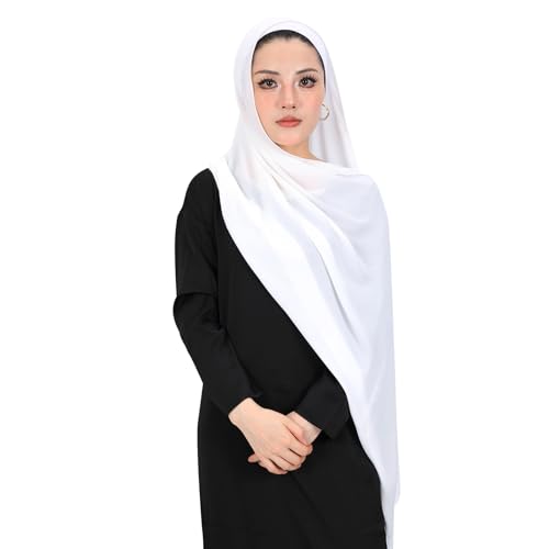 Heavy Not Easily See Through Long Chiffon Hijab Scarf for Women, Amazing Smooth Muslim Head Scarves - color: Olive Green
