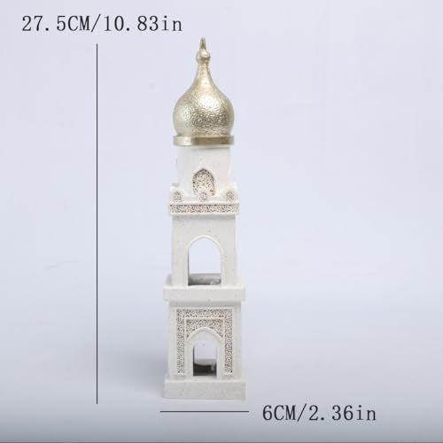 Islamic Cultural Decor Collection - Handcrafted Resin Mosque Models & Tower Ornaments for Home/Office Display Ramadan Decoration (Tower 1) - style: tower 1
