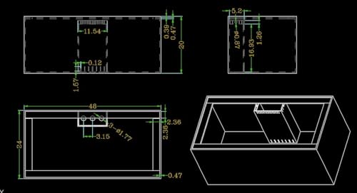 100 Gallon-B Starfire Aquariums with Center Overflow 48x24x20 H 12mm Starfire/Low Iron Glass - size: 100-B Gal 48x24x20"