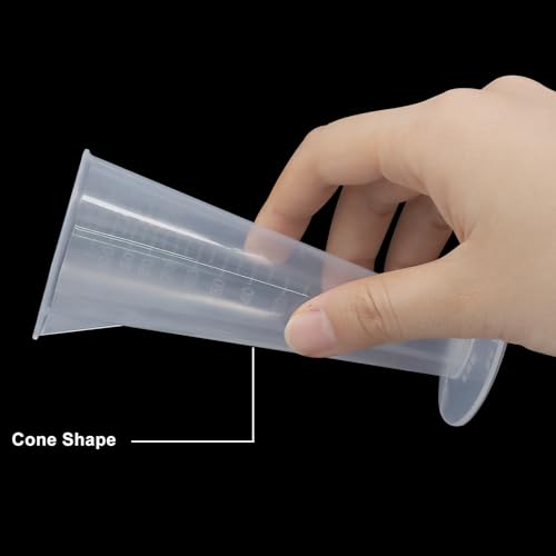 Waziaqoc Clear Plastic Graduated Measuring Cup, 2 Pack, 100ml/3.4oz | Cone Shape, For Kitchen & Laboratory, Accurate Measuring, Cooking & DIY Projects