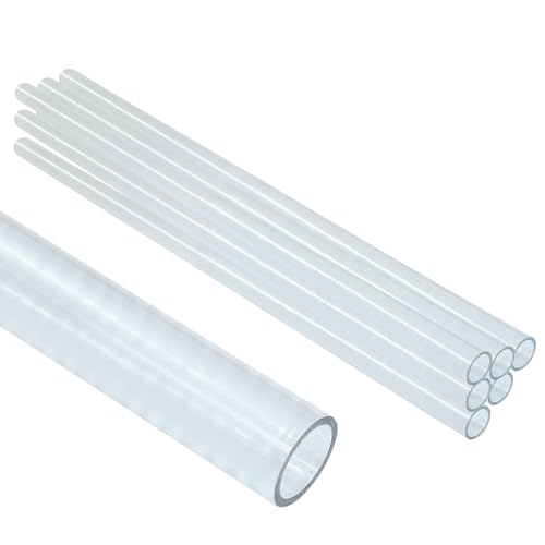 Piutouyar 6 Pcs Round Clear Rigid Tubing Pipe, 0.31 Inch (8 mm) ID x 0.39 Inch (10 mm) OD x 12 Inch (305 mm) Length Rigid Tubing Plastic Polycarbonate Tube - size: 8mmx10mm