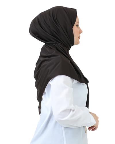 Prien Hijab For Women Muslim Lightweight Scarf Head Scarves For Girls Islamic Long Headscarf Chiffon Shawl Prayer Set Ramadan - color: Brown