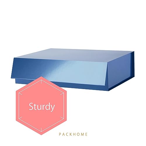 PACKHOME 6 Large Gift Boxes 13.5x10x3.5 Inches, Sturdy Shirt Boxes with Magnetic Lids for Multiple Occasions (Glossy Blue) - color: 13x9.7x3.4 Inch-Blue-Pack of 6