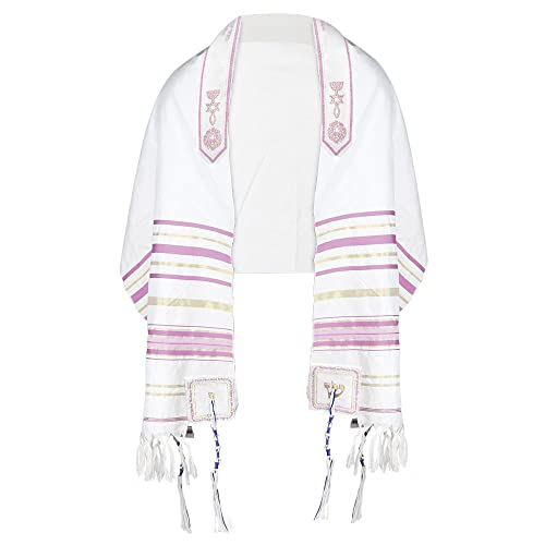 HalleluYAH Messianic Tallit Prayer Shawl 72"x 22" with Bag For Men & Women - color: Light Purple