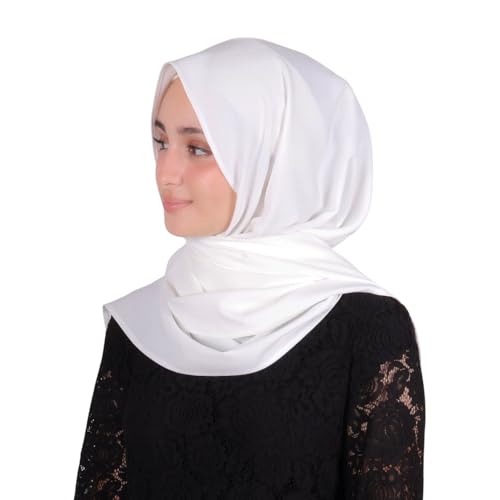 MuLanLegend Mu Lan Song Hijab | Large Non-See-Through Muslimah Headscarf Wrap | Non-Slip Women Scarf | Flowy and Drapey - color: Off-white