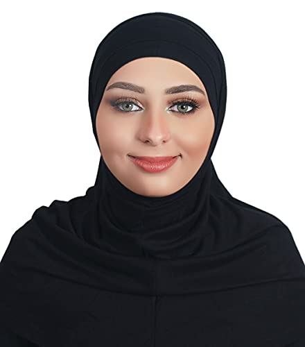 AL AMIRA Beautiful cotton hijab scarf Islamic women fancy hijab K101 - color: Black