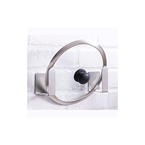 Pot Lid Holder Stainless Steel Wall Mounted 3M Self Adhesive Pan Cover Racks (Set of 4) Freely Adjustable Length (Silver) - color: Silver