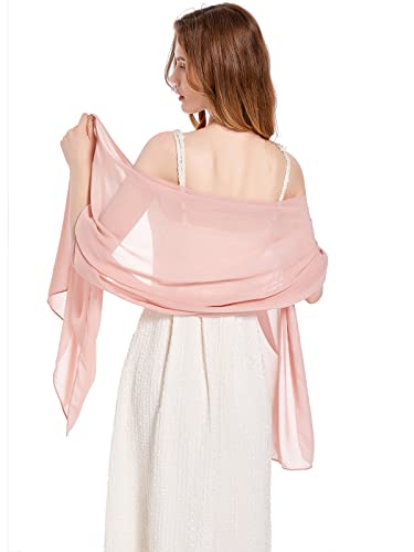 Shawls and Wraps Soft Chiffon Scarve Scarf For Evening Party Dresses Wedding Stole - color: Blush